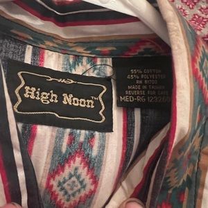 High noon mens medium pearl snap western shirt